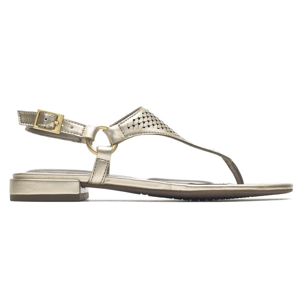 Rockport Womens Total Motion Zosia Thong - Sandals Gold - FOQ239764